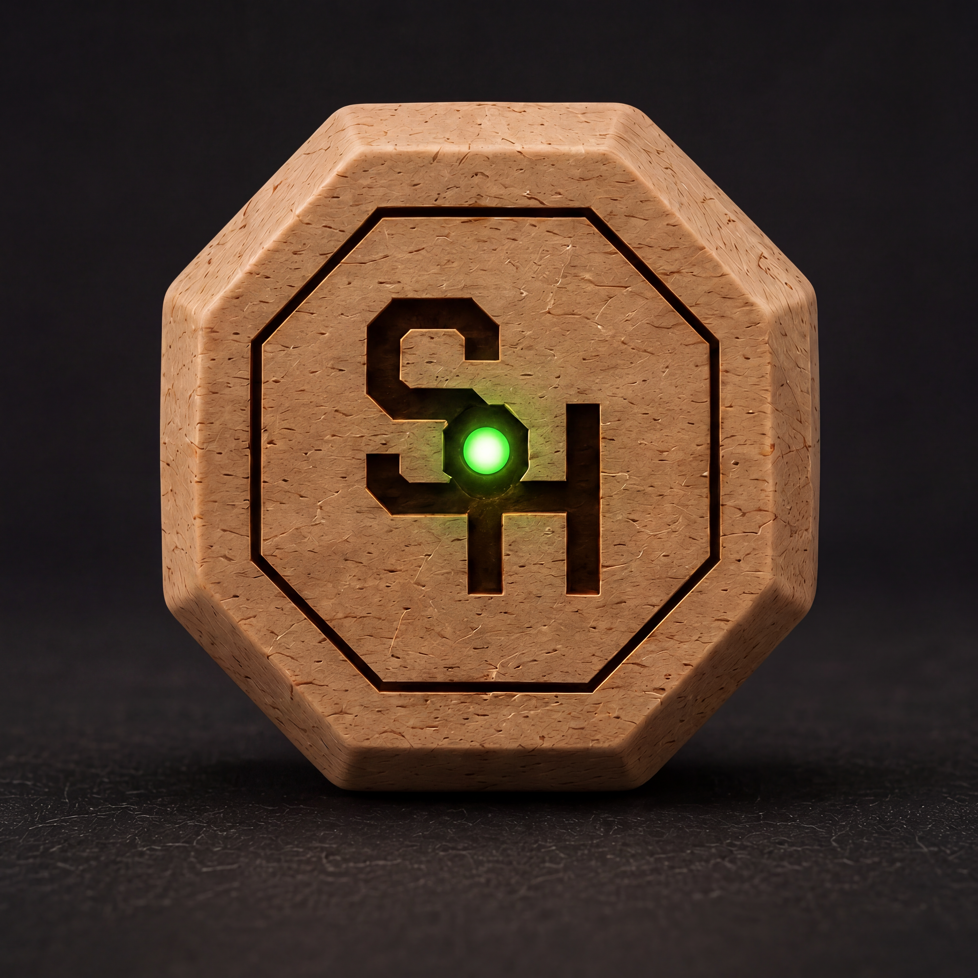 SH monogram end cap with the LED glowing green