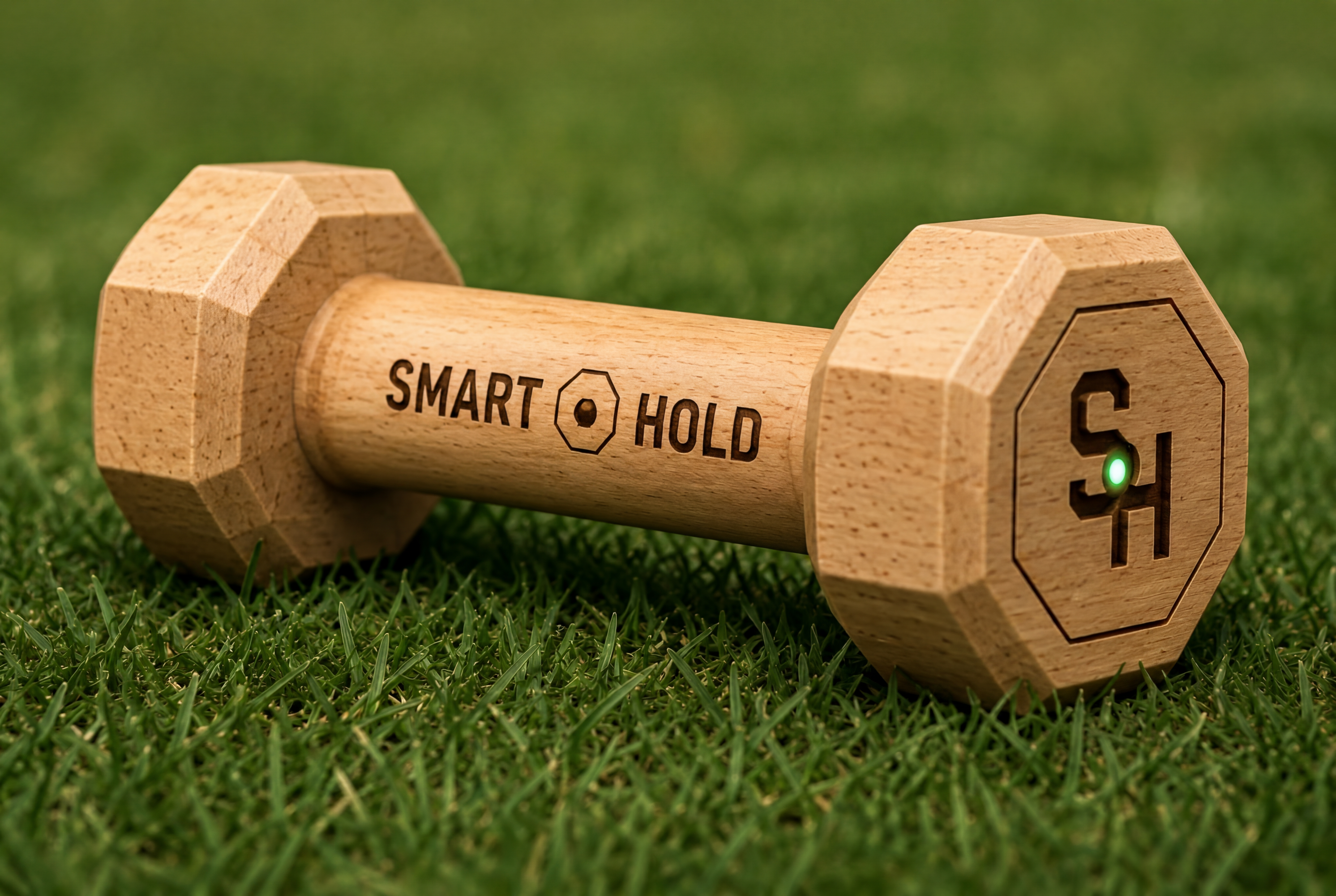 Smart Hold dumbbell resting on grass